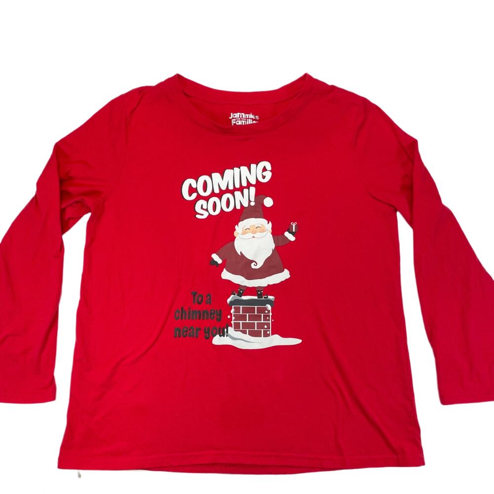 Jammies For Your Families Women's Santa Coming Soon Pajama Top Red XL